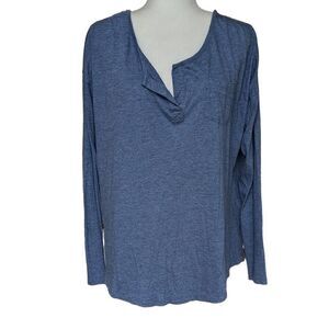 Vineyard Vines Blue Shirt Top Long Sleeve Heather Size L Relaxed Henley Moonshin
